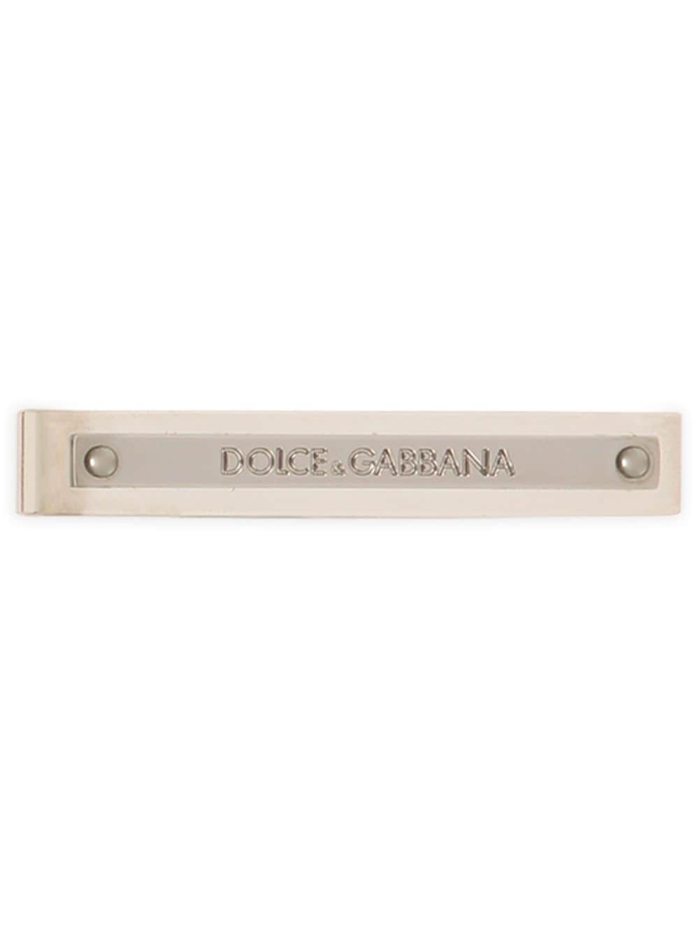 Dolce & Gabbana Engraved-logo Brass Tie Clip In Silver