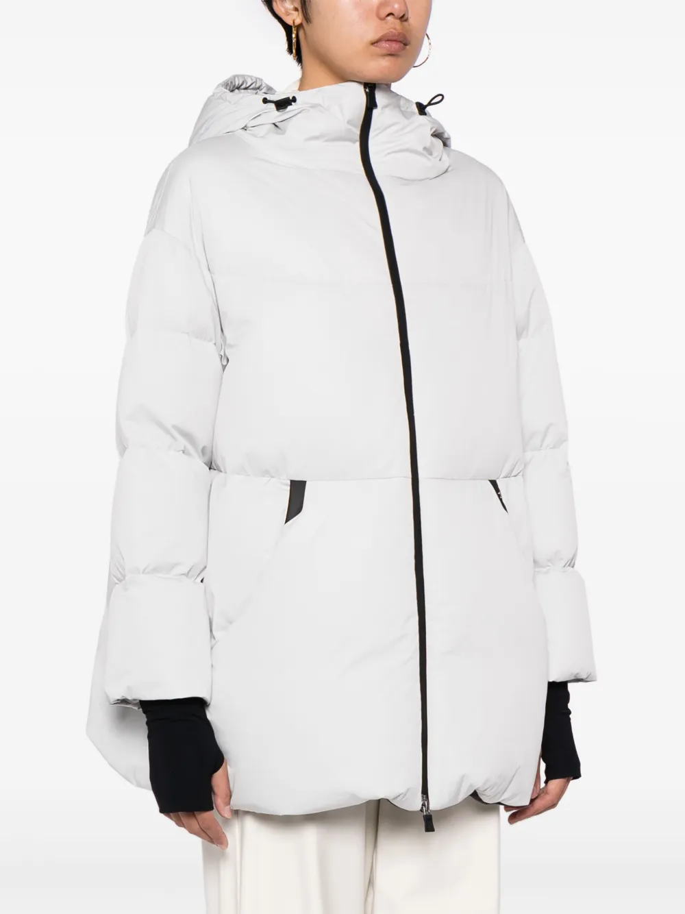 Herno Quilted Hooded Down Coat In Grey