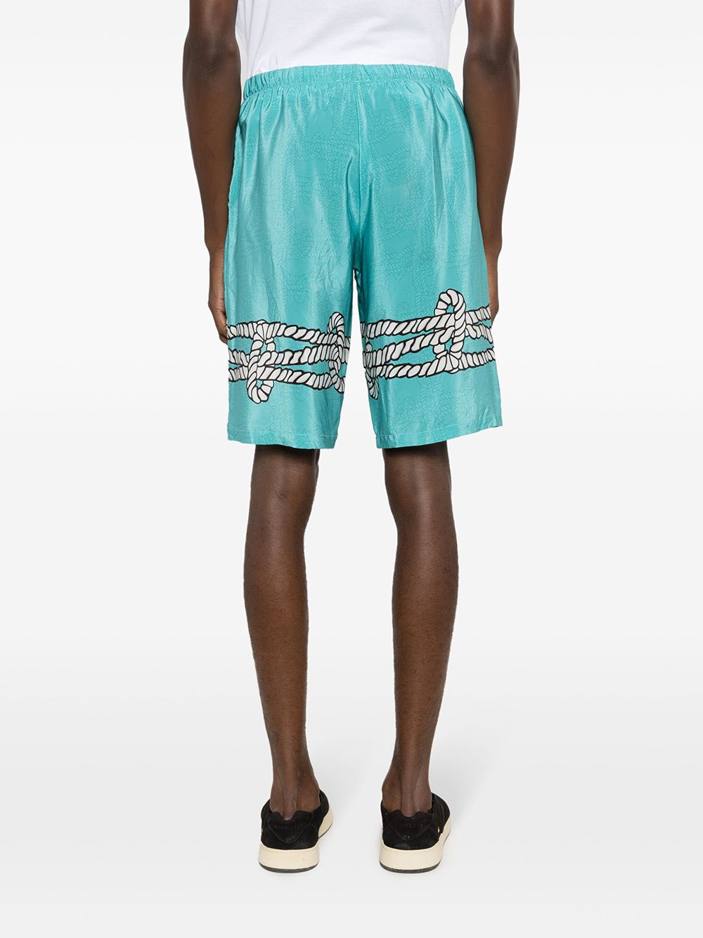 Shop Amir Slama X Mahaslama Graphic-print Silk Bermuda Shorts In Blue
