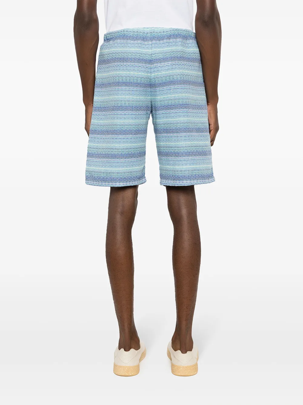 Shop Amir Slama X Mahaslama Striped Cotton Shorts In Blue