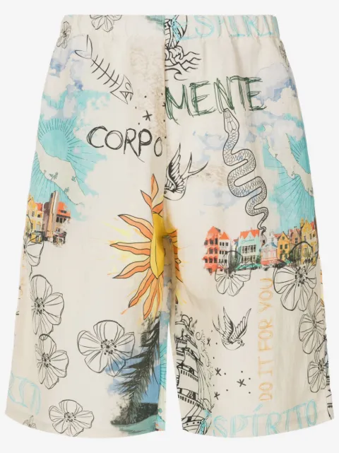 Amir Slama graphic-print elastic-waist shorts