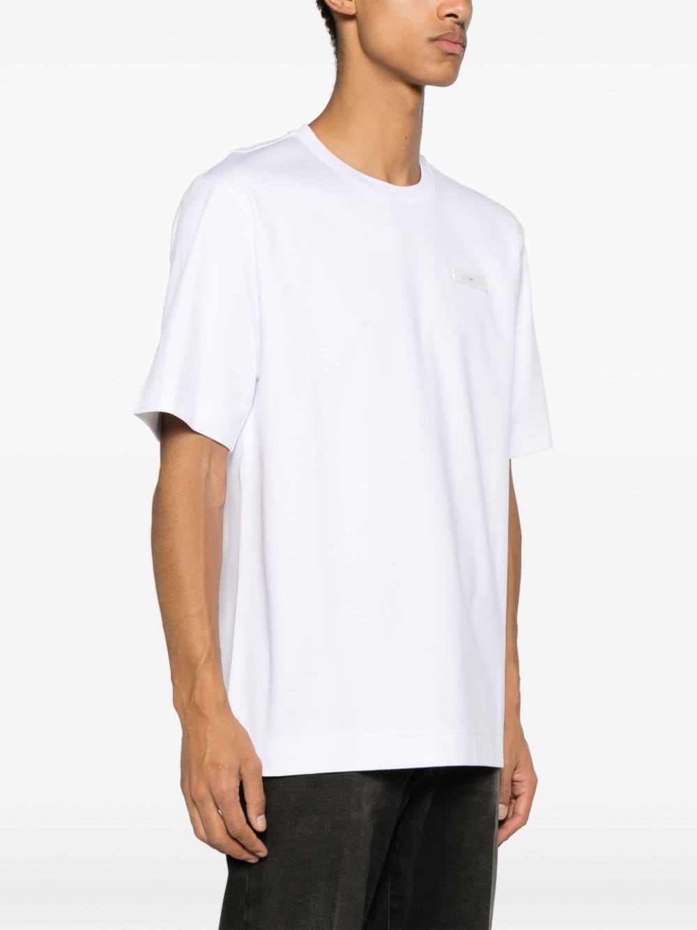 Shop Fendi Label Logo-patch T-shirt In White