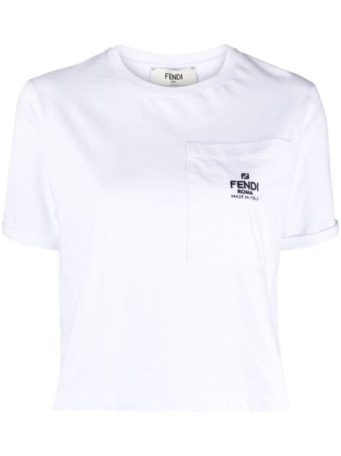 FENDI logo-embroidered cotton T-shirt