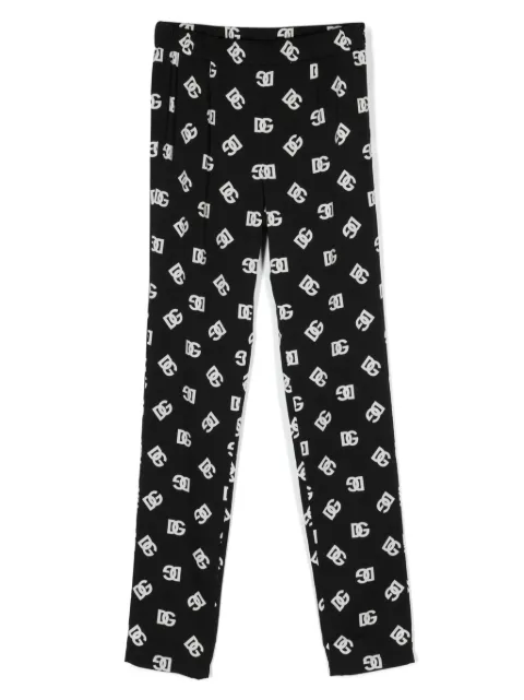 Dolce & Gabbana Kids logo-print silk-blend leggings