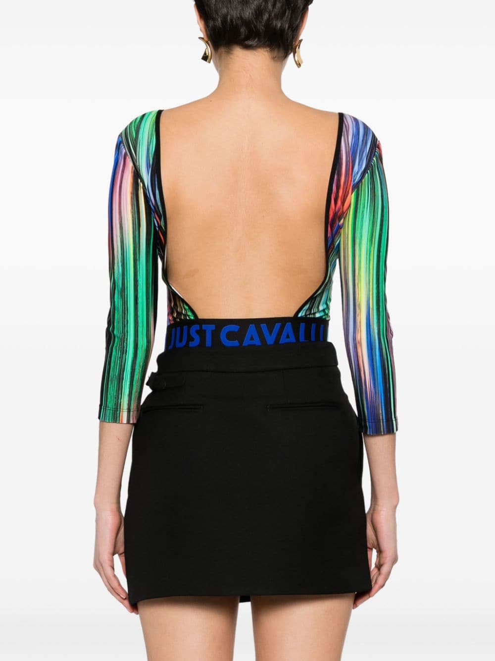 Shop Just Cavalli Ikat-print Bodysuit In Blue