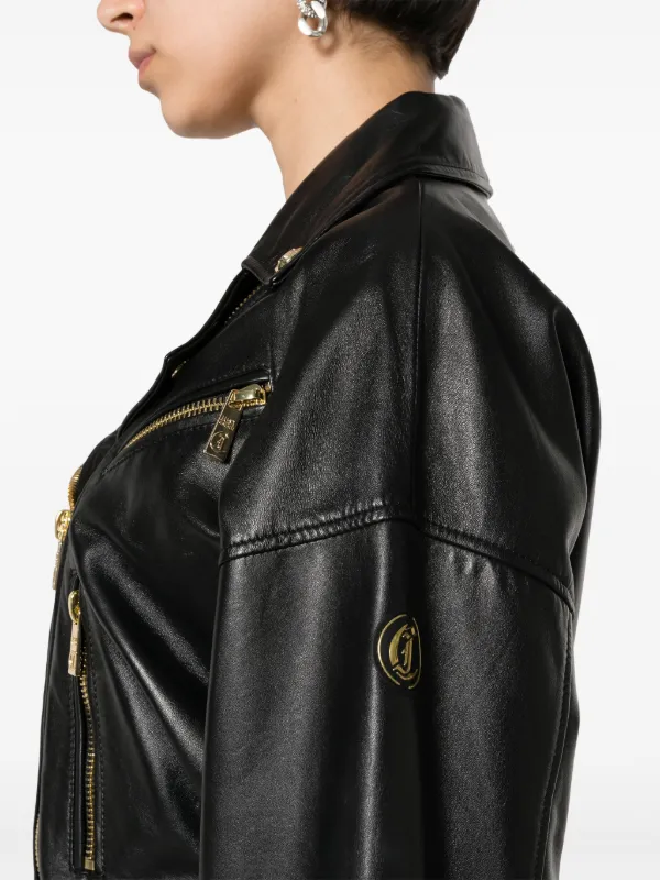 Just Cavalli Leather Biker Jacket | Black | FARFETCH
