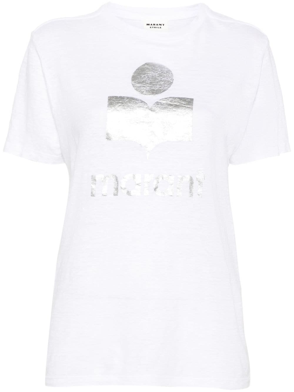 Shop Marant Etoile Zewel Linen T-shirt In White