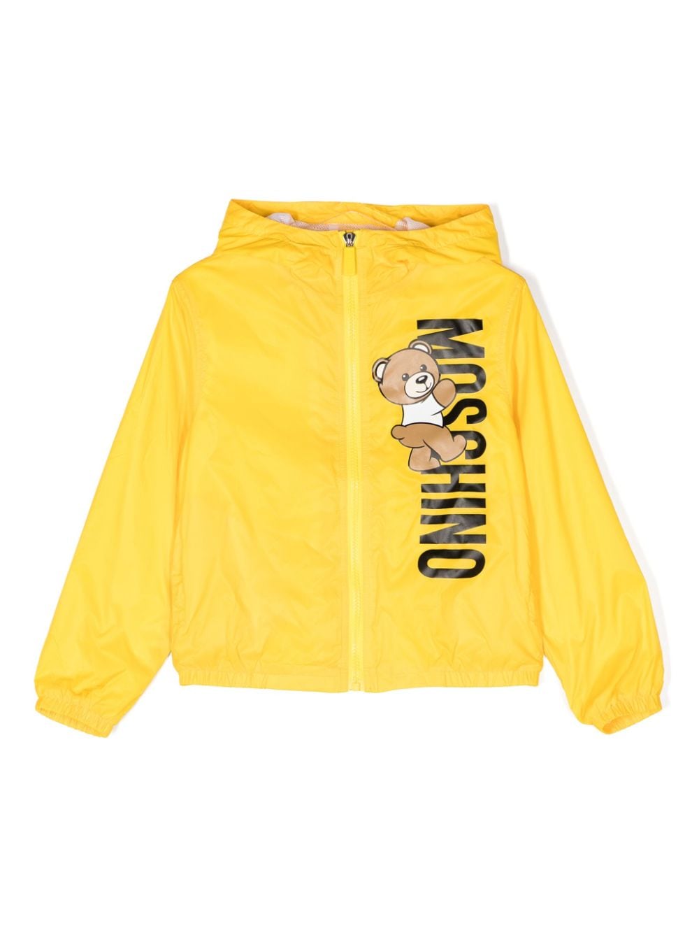 Moschino Kids' Teddy Bear-print Hooded Jacket In Yellow