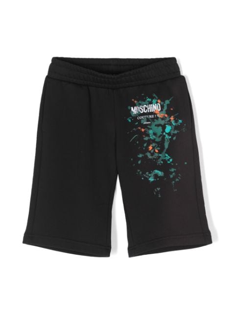 Moschino Kids logo-print cotton track shorts