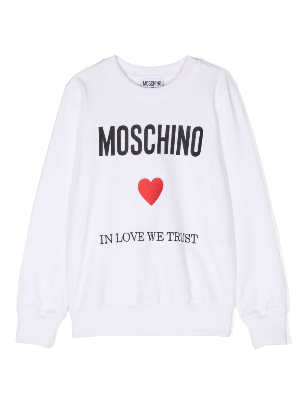 Moschino Kids' Logo-embroidered Cotton Sweatshirt In 白色