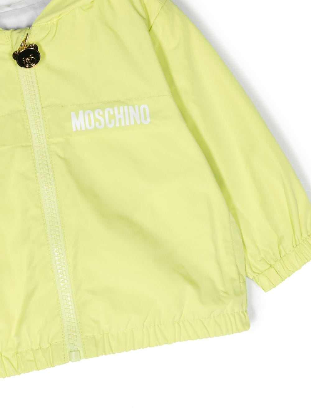 Shop Moschino Logo-print Hooded Bomber Jacket In Yellow