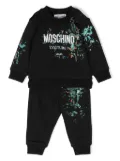 Moschino Kids paint-splatter logo-print tracksuit set - Black