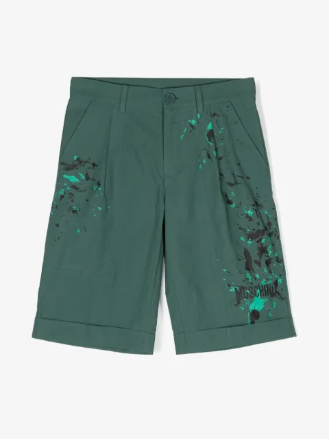 Moschino Kids splatter-print cotton shorts