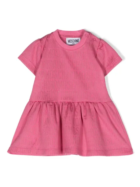 Moschino Kids vestido acampanado con logo jacquard