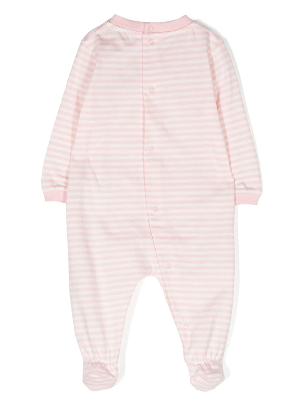 Shop Moschino Logo-embroidered Striped Pajamas In Pink