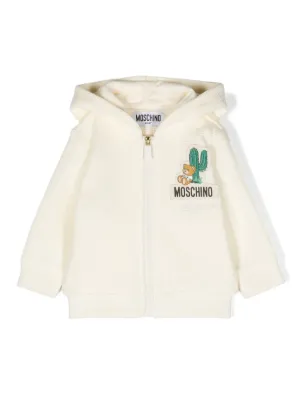 Moschino Kids Teddy Bear patch zipped up Hoodie Farfetch