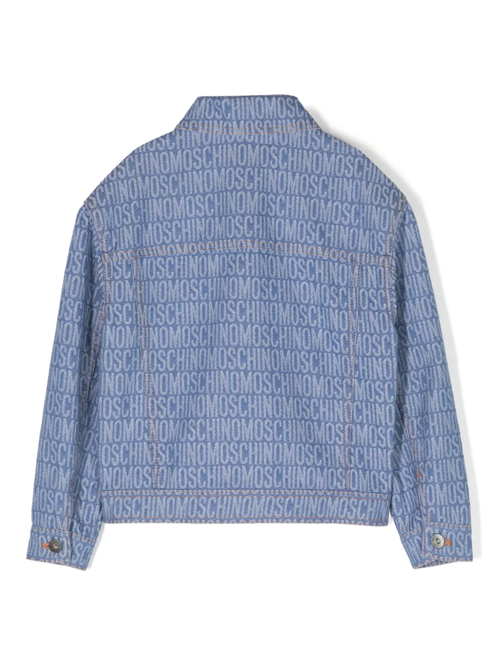 Shop Moschino Monogram-jacquard Denim Jacket In Blue