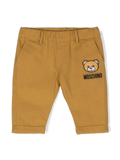 Moschino Kids Teddy Bear-patch mid-rise chino trousers