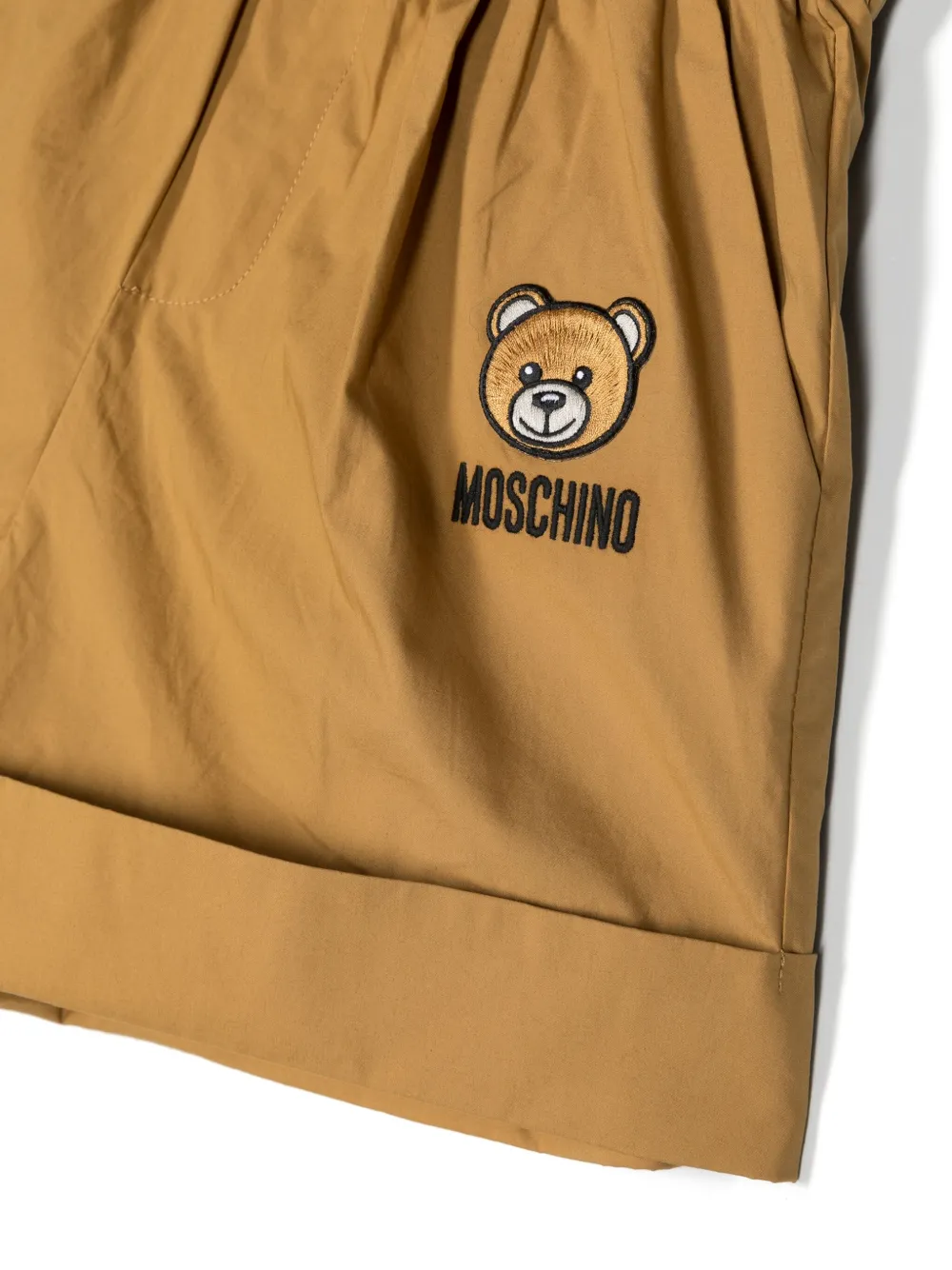 Shop Moschino Teddy Bear-embroidered Cotton Shorts In Yellow