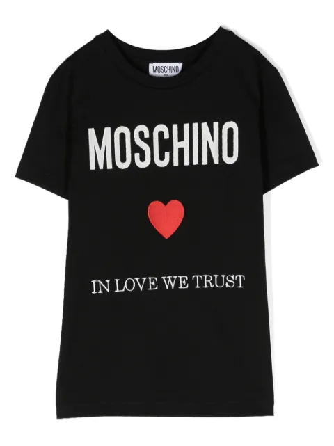 Moschino Kids logo-embroidered cotton T-shirt