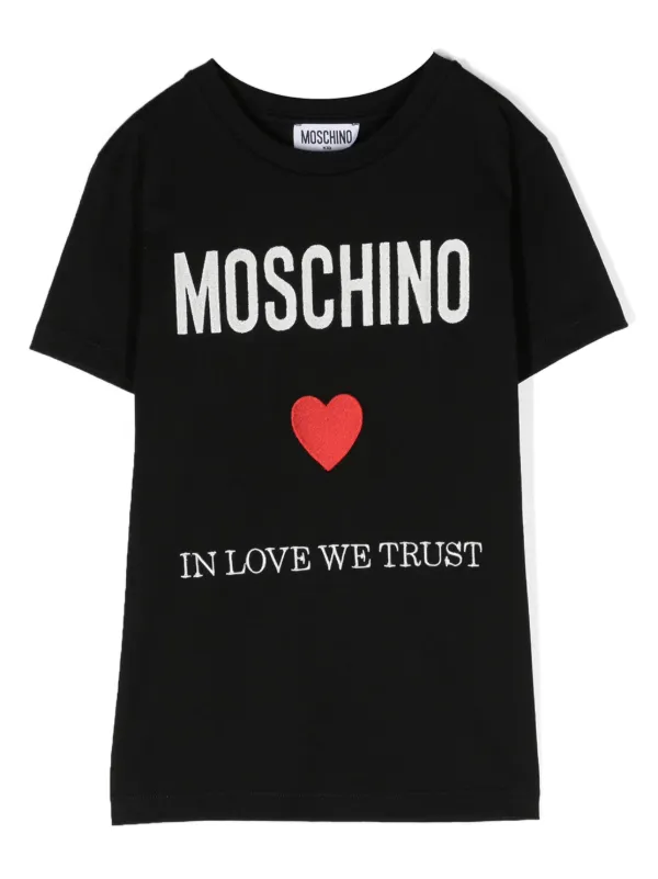Moschino Kids logo-embroidered Cotton T-shirt Black FARFETCH IN