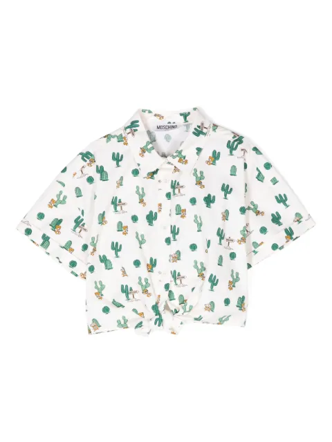 Moschino Kids cactus-print cotton shirt