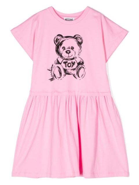 Moschino Kids Teddy Bear-print crew-neck dress 