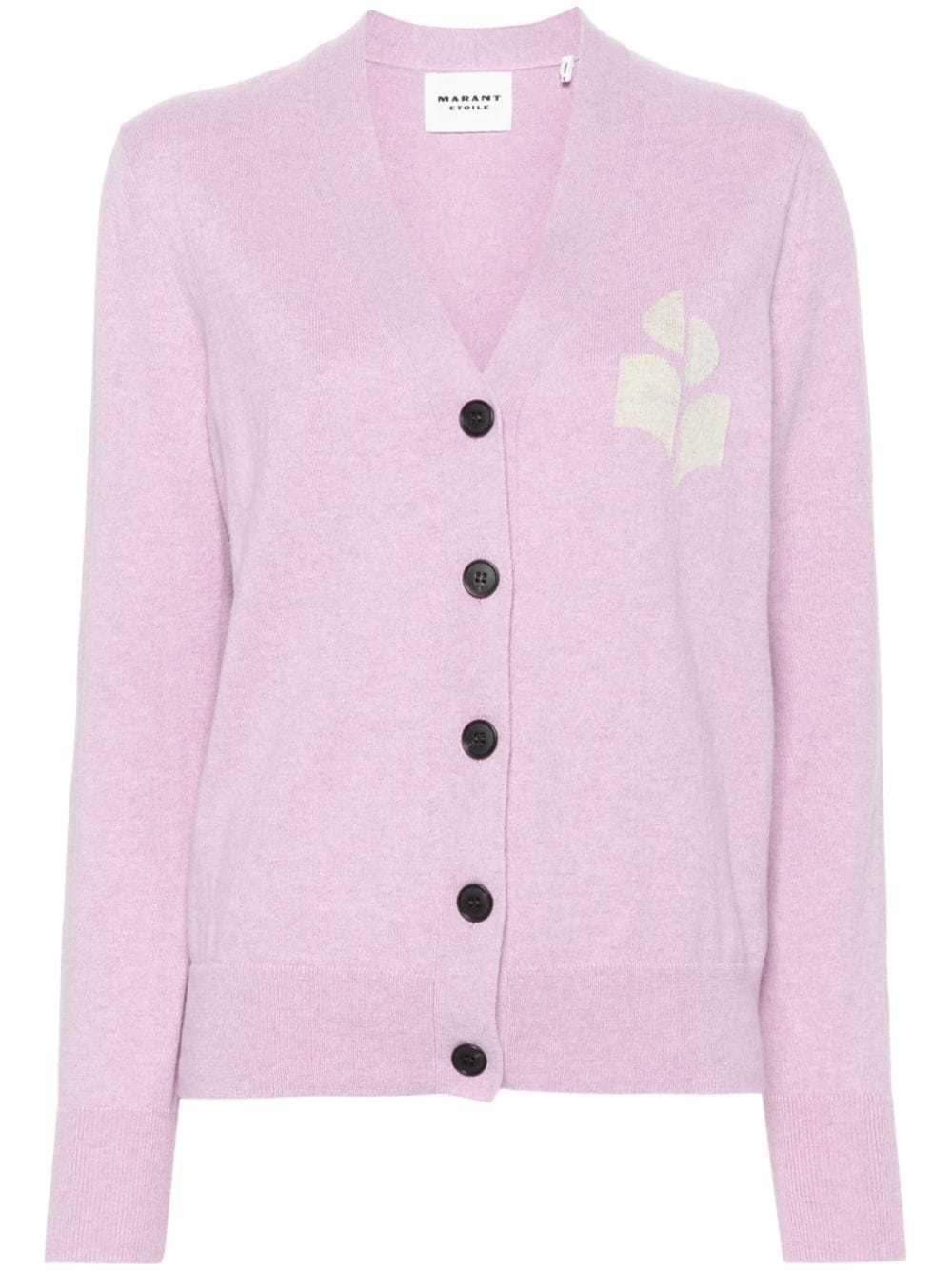 Shop Marant Etoile Karin Intarsia-logo Cardigan In Pink