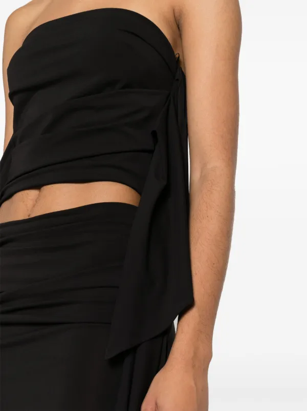 The Attico Strapless Draped Crop Top | Black | FARFETCH JO