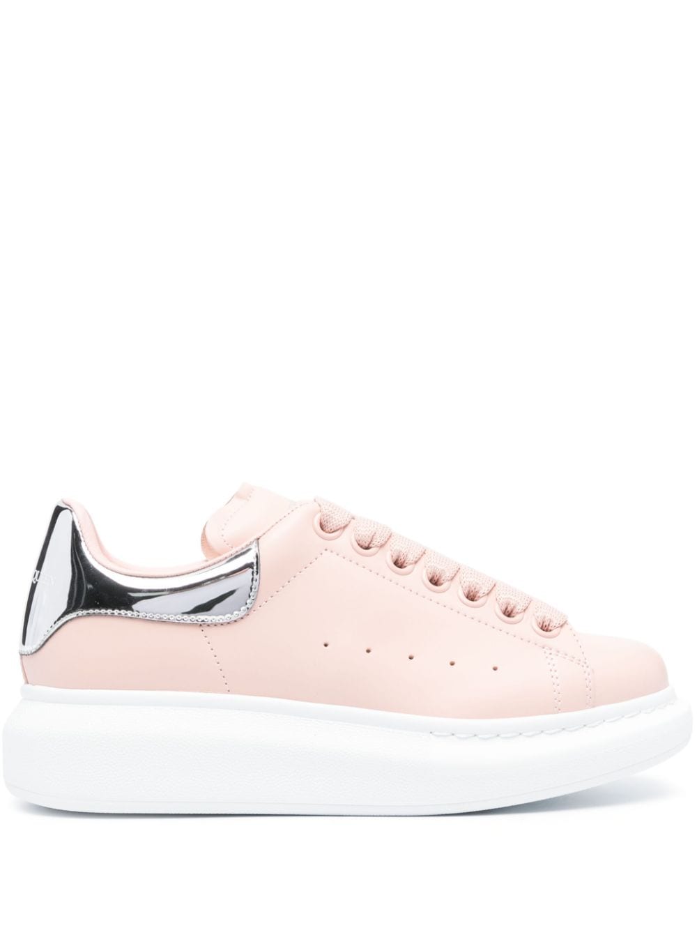 Alexander Mcqueen Mirrored-finish Leather Platform Trainers In Pink