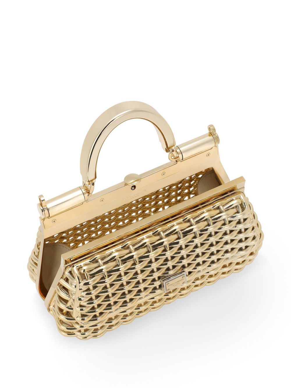 Shop Dolce & Gabbana Sicily Interwoven Mini Bag In Gold
