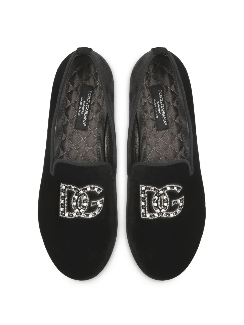 Shop Dolce & Gabbana Rhinestone-embellished Velvet Slippers In Black