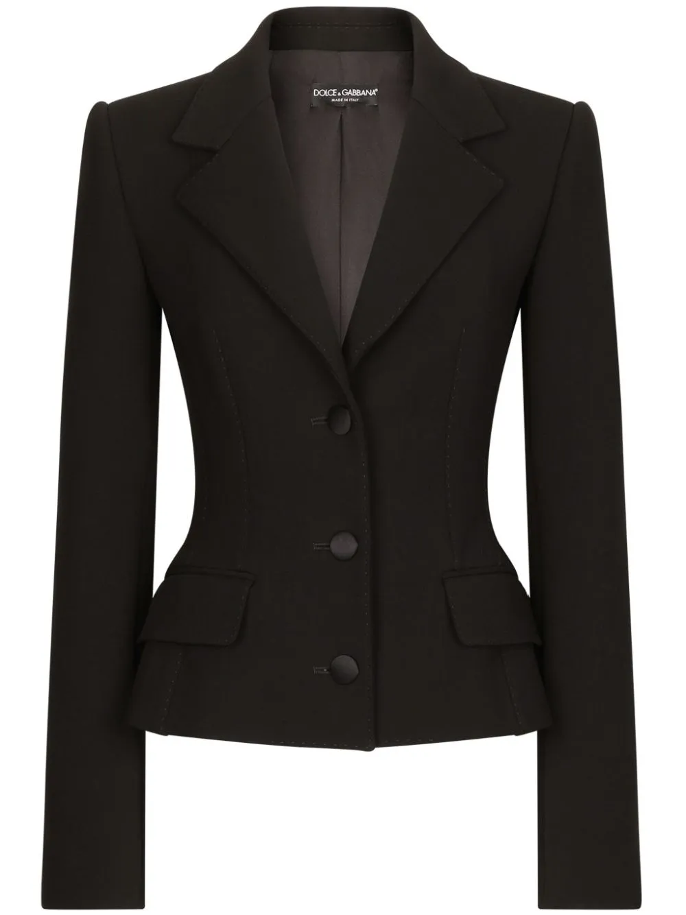 Dolce & Gabbana Black Single-breasted Jacket With Buttons Fastening In Wool Stretch Woman In Black