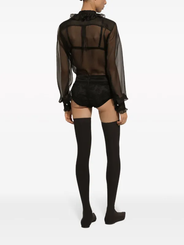 Dolce & Gabbana ブラック フリルブラウス Dolce & Gabbana フリルディテール シルクブラウス | ブラック