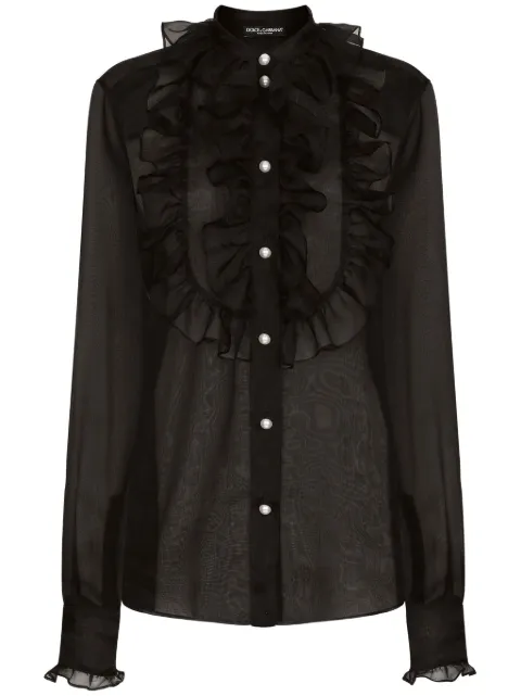 Dolce & Gabbana blusa de seda con detalle de flecos