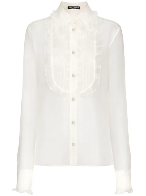 Dolce & Gabbana ruffled sheer cotton blouse
