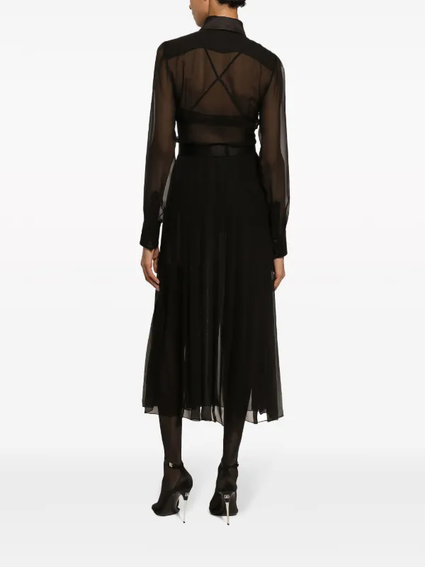black chiffon shirt dress Dolce & Gabbana calf-length With Satin Details | Dress The Population Women's US Sizes:12 Men's = 13.5 Women's fashion sewing Cowl neck 43 / 109.5 cm