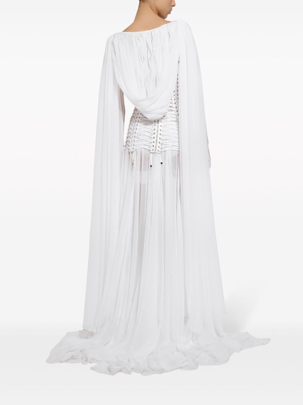Shop Dolce & Gabbana Corseted Silk-blend Gown In White