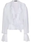 Dolce & Gabbana ruffled-trim silk cropped blouse - White