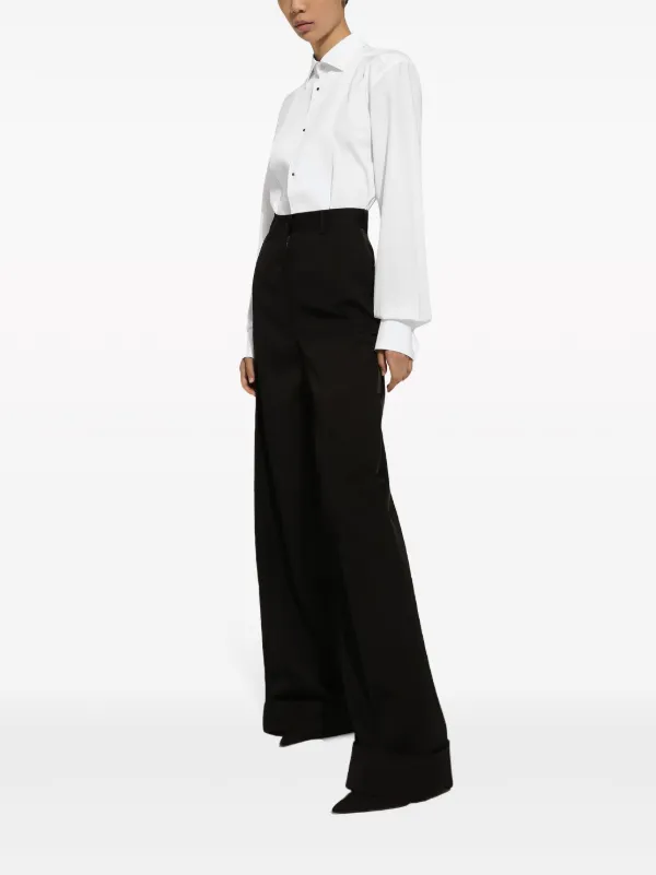 パンツ DOLCE & GABBANA CHIFFON WIDE-LEG PANTS Silk chiffon wide-leg pants in Black for Women