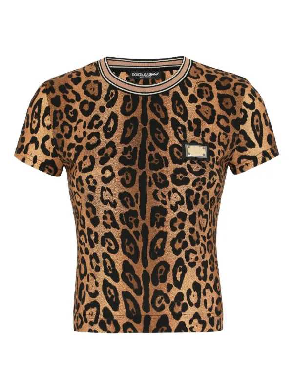 Dolce & Gabbana leopard-print crew-neck T-shirt | Brown | FARFETCH