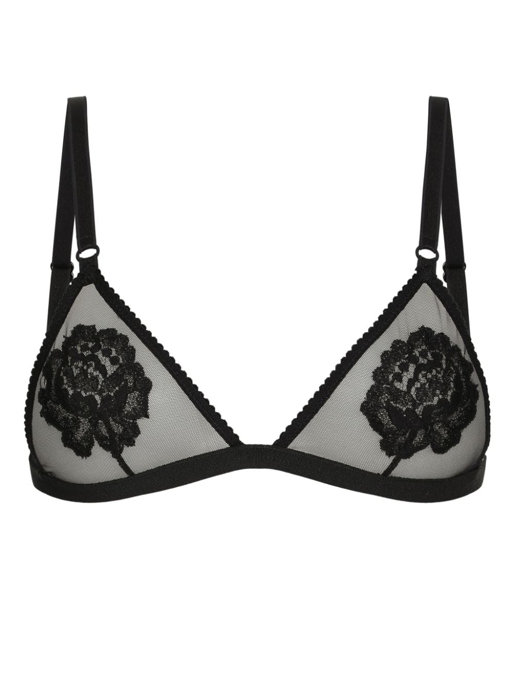Shop Dolce & Gabbana Floral-motif Triangle Bra In Black