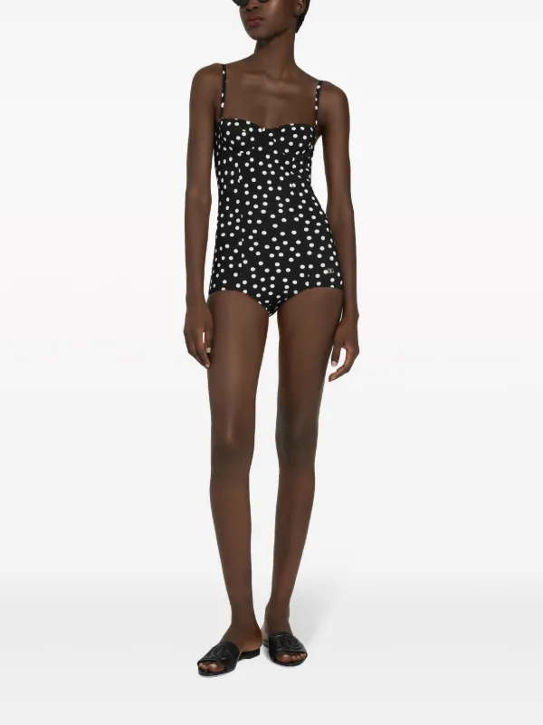 Dolce & Gabbana polka-dot Balconette Swimsuit | Black | FARFETCH