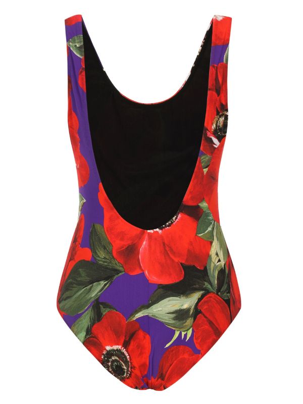 Dolce Gabbana Racing anemone print Swimsuit Farfetch