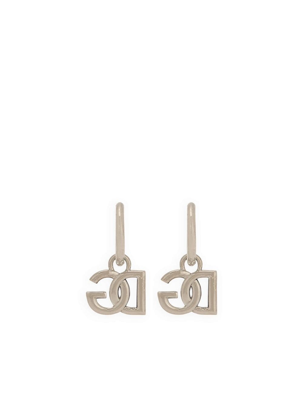 Shop Dolce & Gabbana Dg-logo Hoop Earrings In Silber