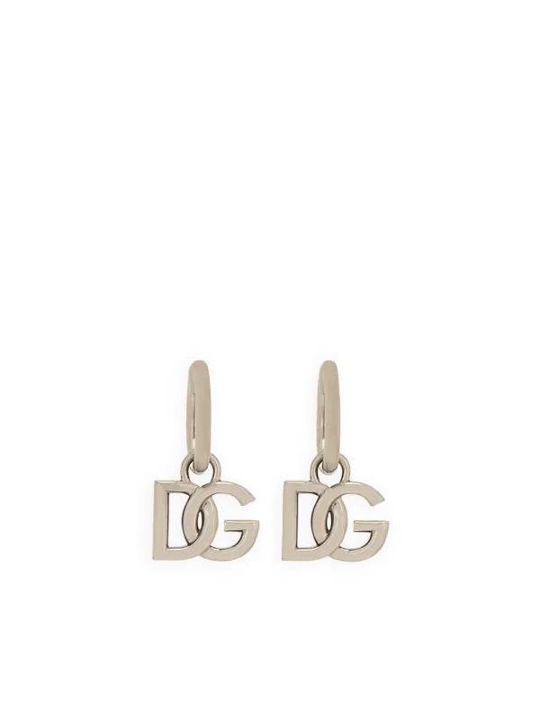 DOLCE&GABBANA シルバー 'DG' Logo Pendant フープピアス Dolce & Gabbana DGロゴ フープピアス | シルバートーン