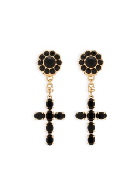 Dolce & Gabbana aretes de clip con dije de cruz