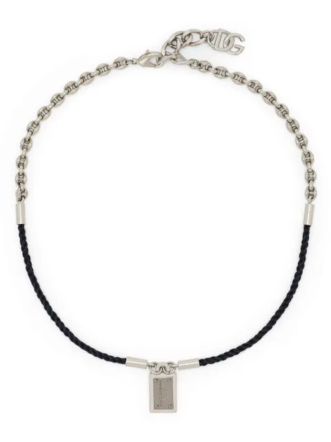 Dolce & Gabbana logo-engraved statement-pendant necklace 