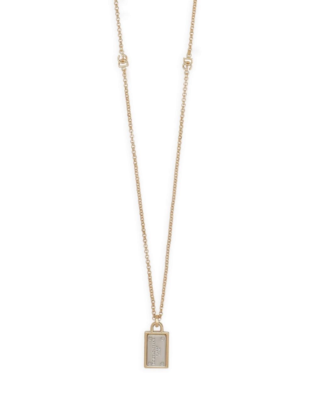 Shop Dolce & Gabbana Logo-engraved Mixed-metal Necklace In Gold