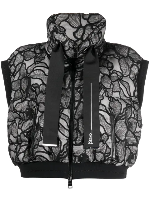Herno lace-embellished quilted cropped gilet